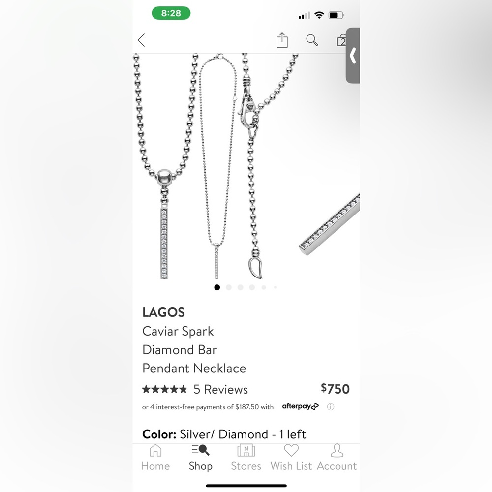 LAGOS Caviar Spark Diamond Bar Pendant Necklace